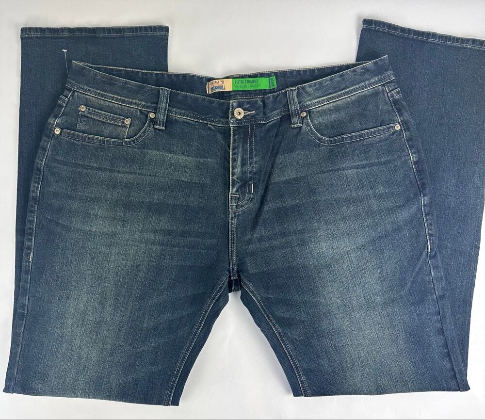 Rock & Roll Denim Pistol Straight Leg Regular Fit Jeans 44x36 Dark Wash Western